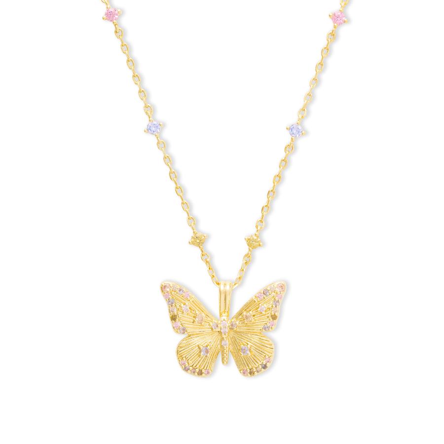 Designer Collection Butterfly Rainbow & 18K Gold Plated Necklace