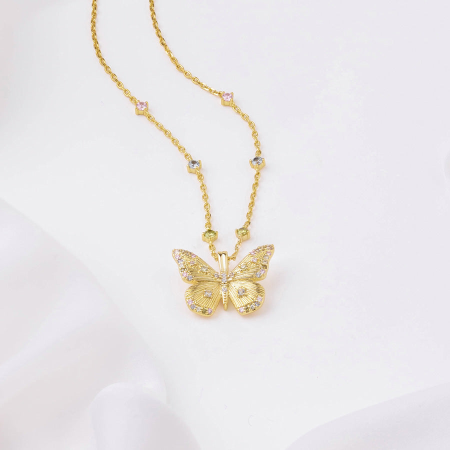 Designer Collection Butterfly Rainbow & 18K Gold Plated Necklace
