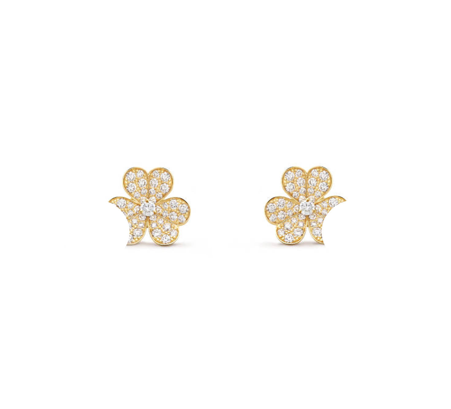 Frivole Small Earrings, Clover Leaf Earstuds, 925 Silver, 18K Gold Plated