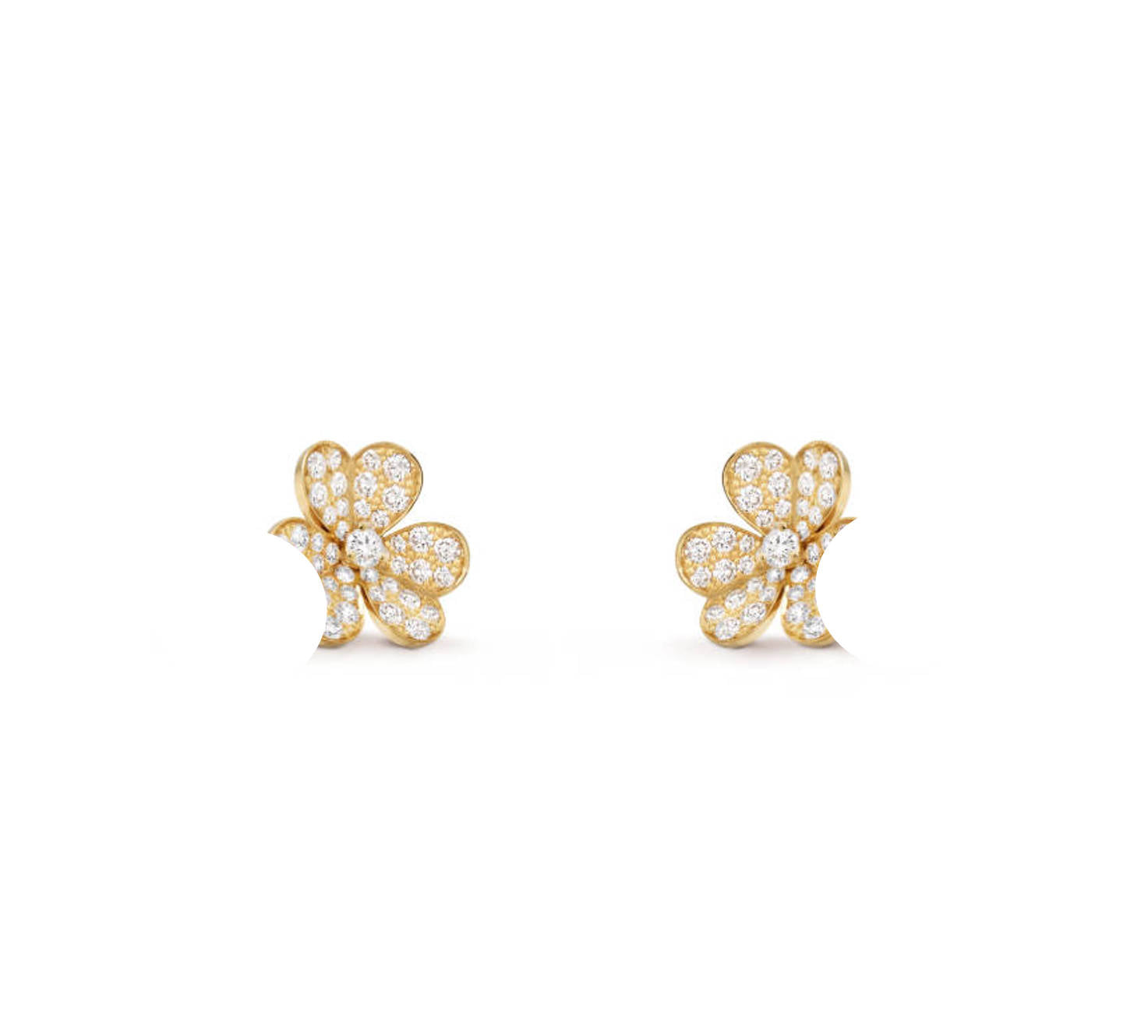 Frivole Small Earrings, Clover Leaf Earstuds, 925 Silver, 18K Gold Plated