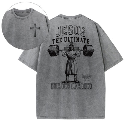 Christian Washed T-Shirt | Jesus The Ultimate Burden Carrier