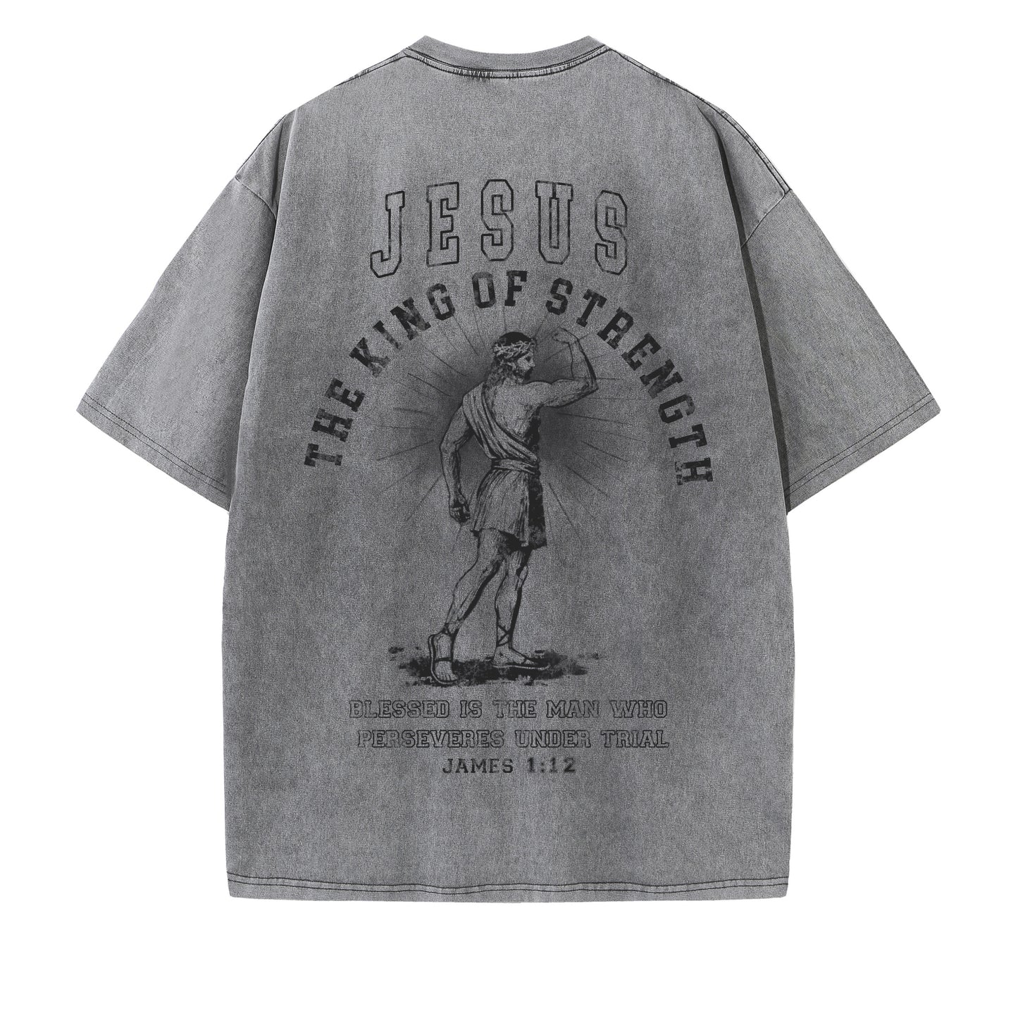 Christian Washed T-Shirt | Jesus The King of Strength