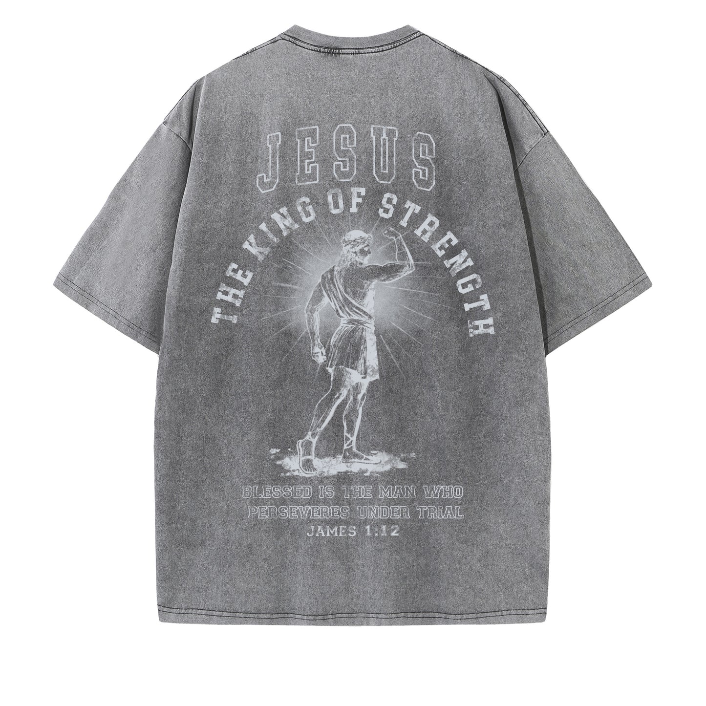 Christian Washed T-Shirt | Jesus The King of Strength
