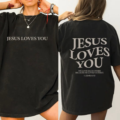 Jesus Loves You Christian Washed T-Shirt