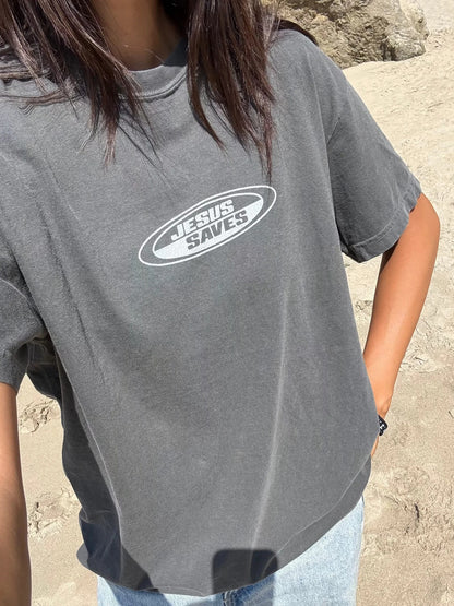 RETRO COMFORT COLOR TEE | "JESUS SAVES" | PEPPER