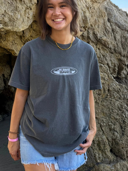 RETRO COMFORT COLOR TEE | "JESUS SAVES" | PEPPER