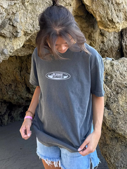 RETRO COMFORT COLOR TEE | "JESUS SAVES" | PEPPER