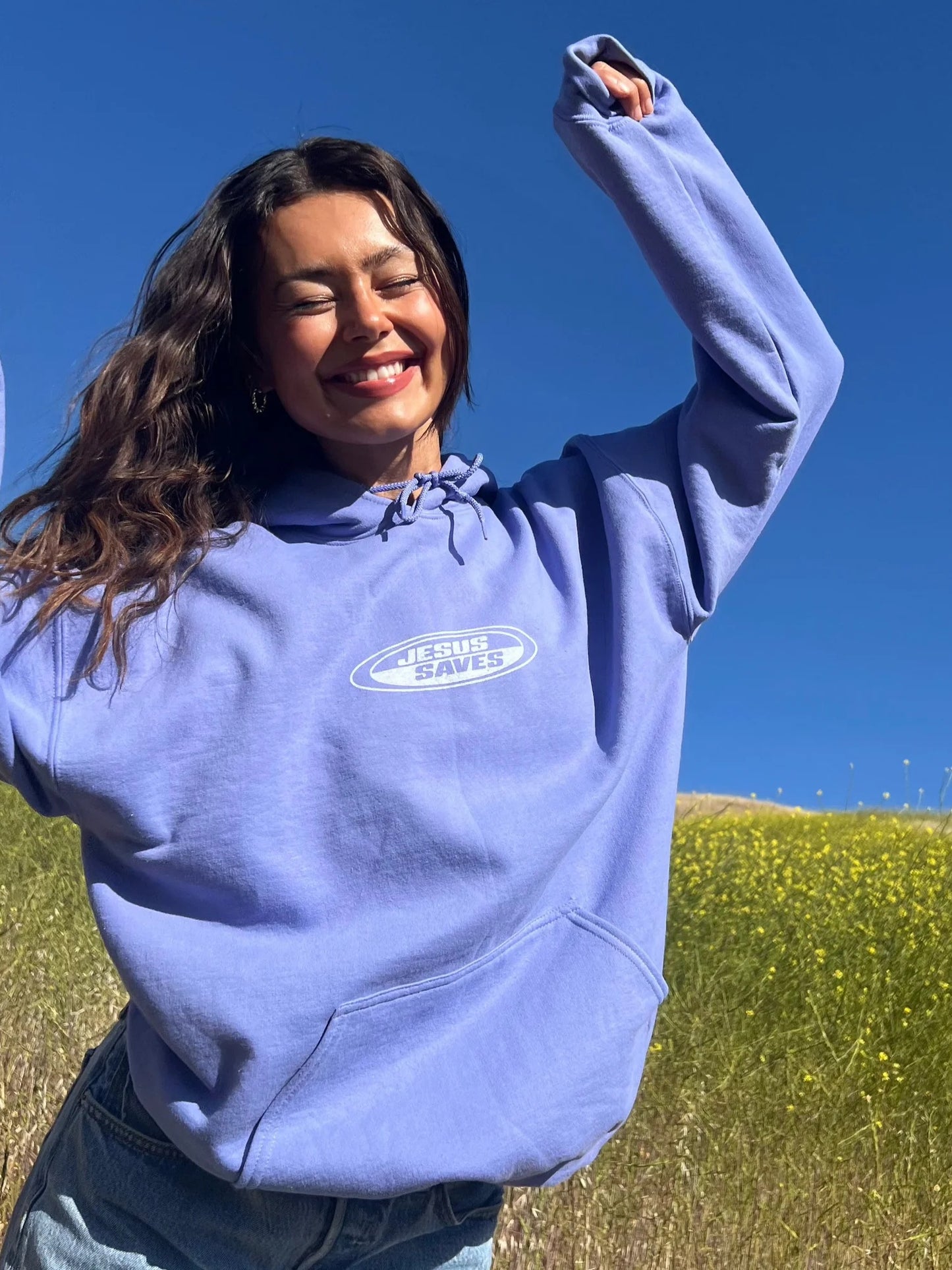 RETRO HOODIE | "JESUS SAVES" | VIOLET | NEW!