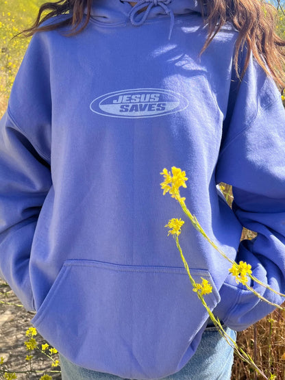 RETRO HOODIE | "JESUS SAVES" | VIOLET | NEW!