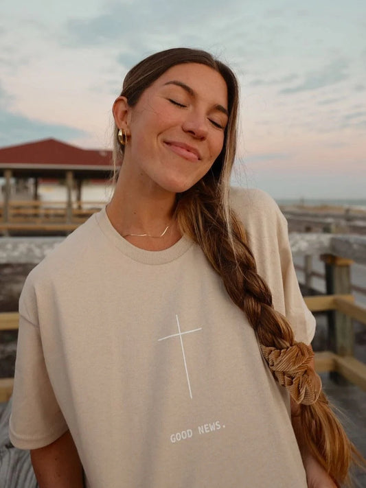 "GOOD NEWS" TEE | SAND | RESTOCKED!