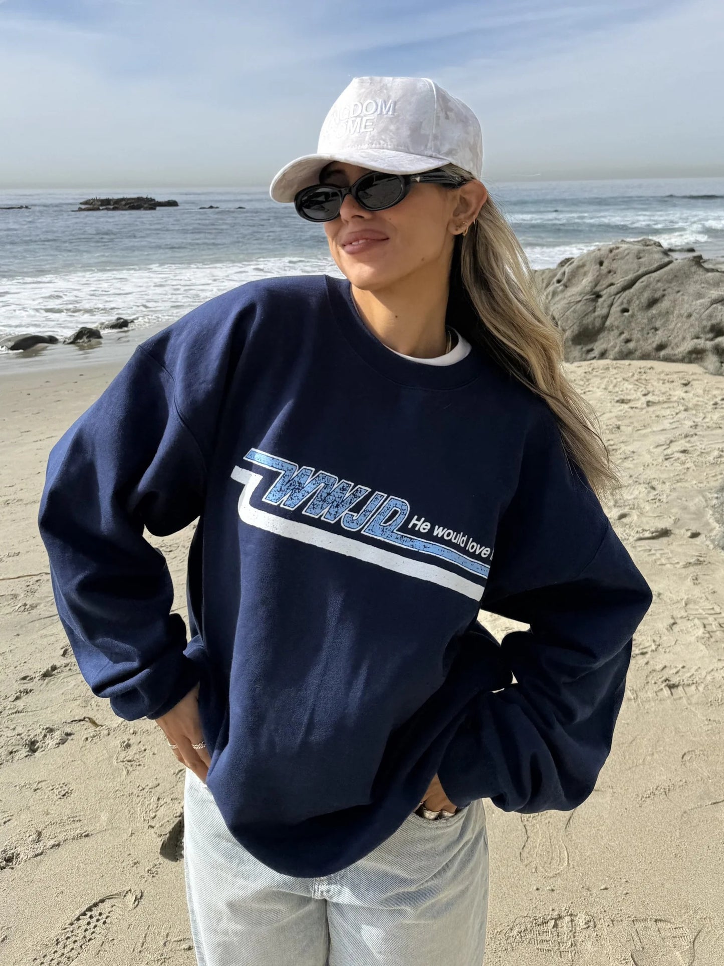 RESTOCK! | VINTAGE WWJD "SKATER" CREWNECK | NAVY