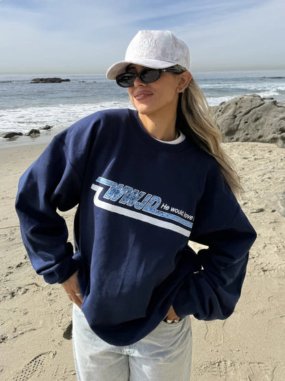 RESTOCK! | VINTAGE WWJD "SKATER" CREWNECK | NAVY