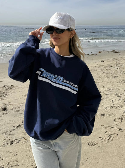 RESTOCK! | VINTAGE WWJD "SKATER" CREWNECK | NAVY