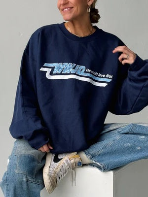 RESTOCK! | VINTAGE WWJD "SKATER" CREWNECK | NAVY