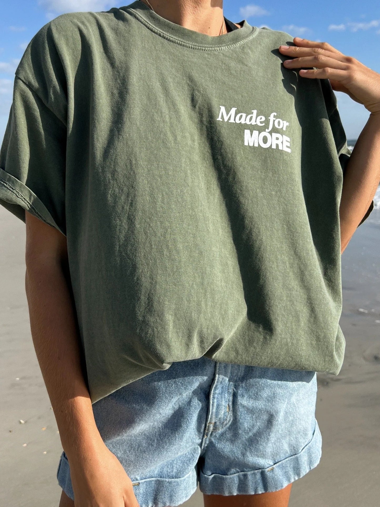PREMIUM COMFORT COLOR TEE | "MADE FOR MORE" | MOSS GREEN