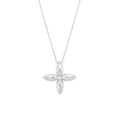 Diamond-Grid Starburst Long Pendant Necklace, Oversized Cross-Star Charm
