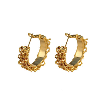 S925 Sterling Silver Beaded Lace Hoop Earrings