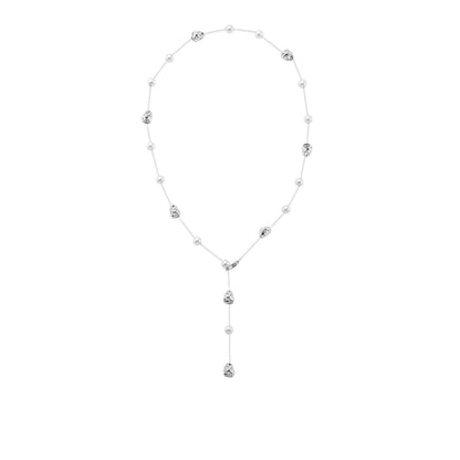 Spring New “White Tide” Series Baroque Pearl & Silver Stone Necklace