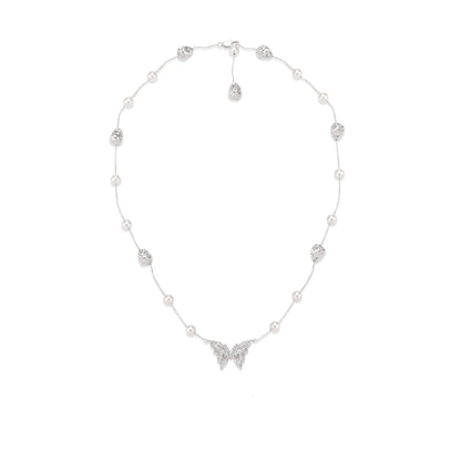 Silver Wing Series Lace Butterfly Pearl Starry Choker Necklace