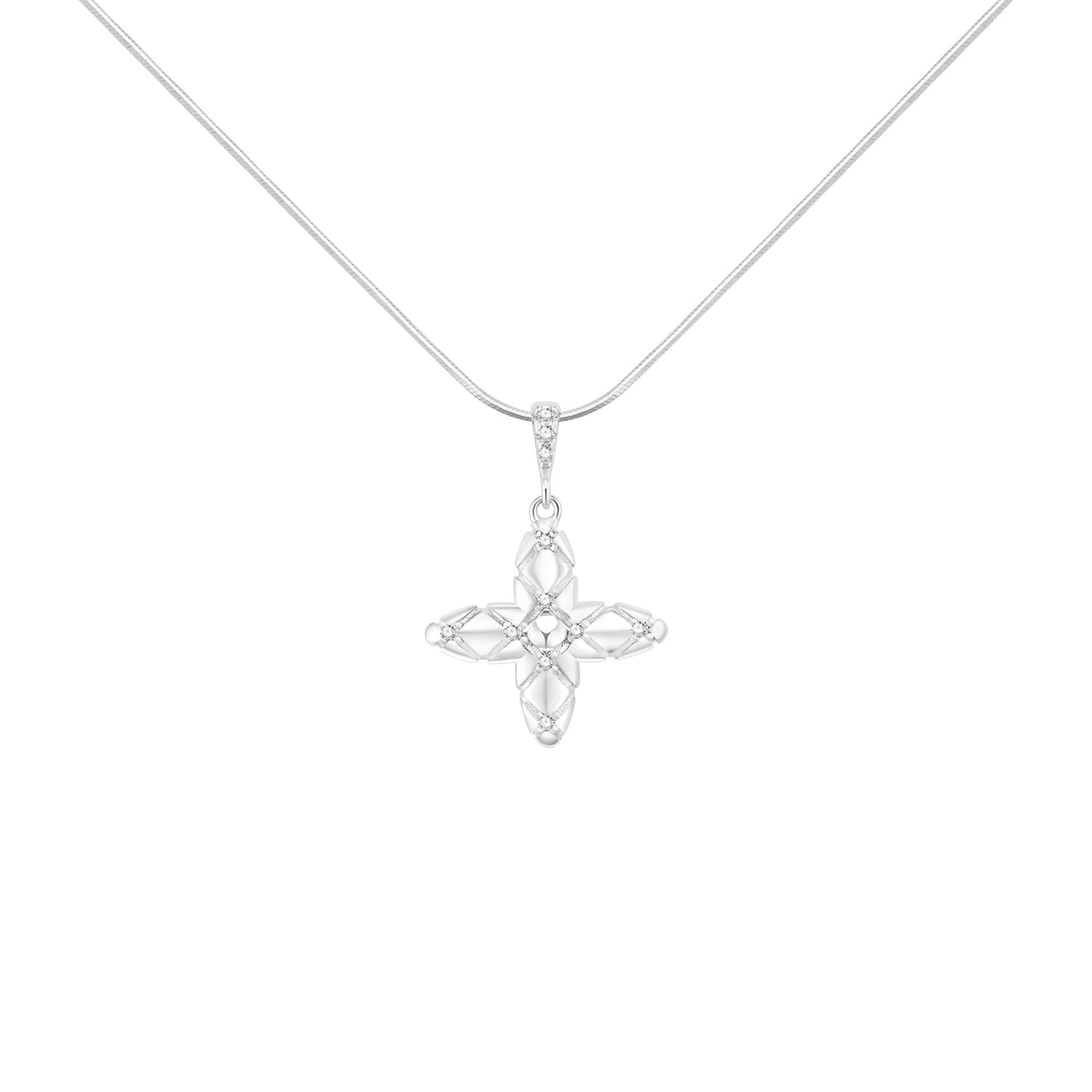 Diamond-Grid Series Starburst Heart Pendant Layered Choker Necklace
