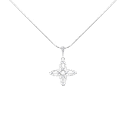 Diamond-Grid Series Starburst Heart Pendant Layered Choker Necklace
