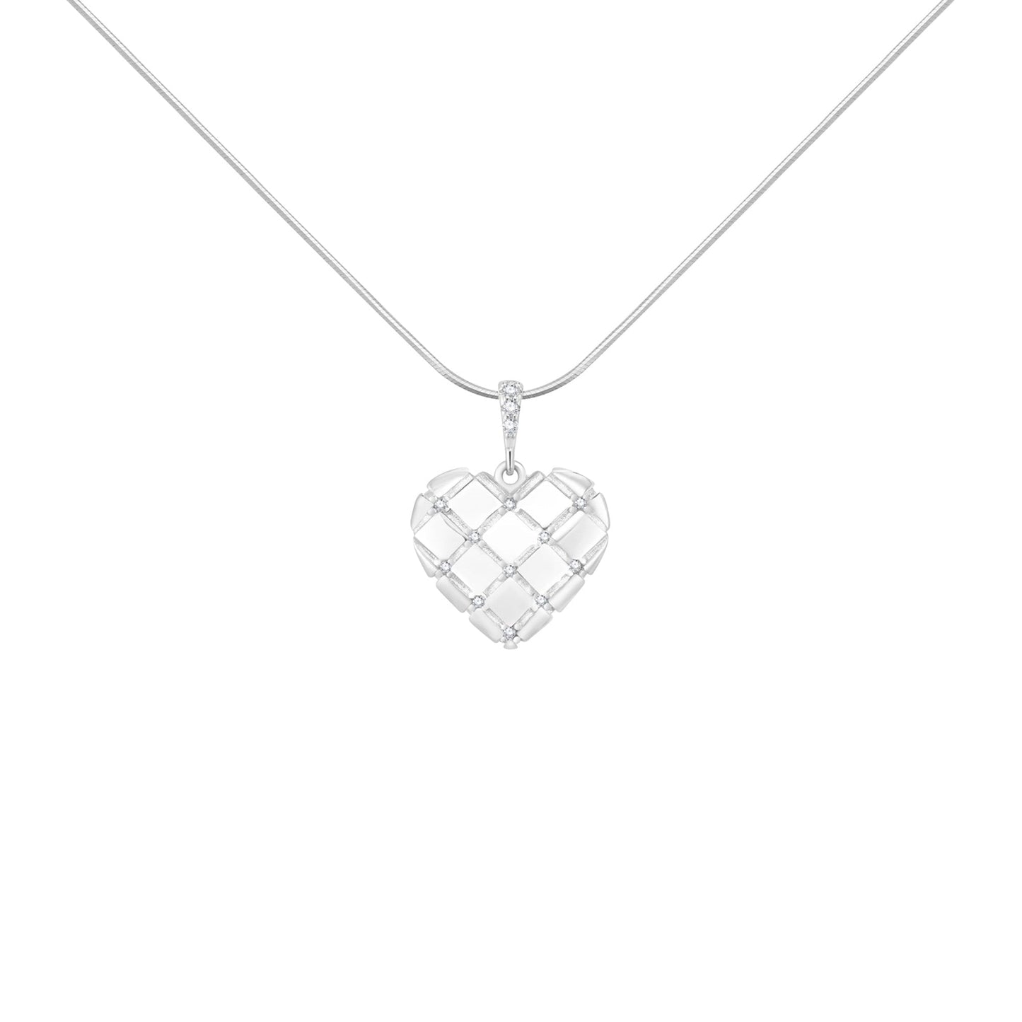 Diamond-Grid Series Starburst Heart Pendant Layered Choker Necklace