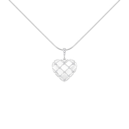 Diamond-Grid Series Starburst Heart Pendant Layered Choker Necklace