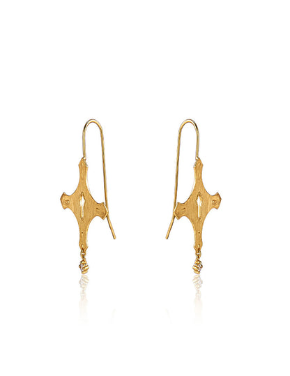 Keyhole and Cross Earrings - Small Gothic Studs, Whimsical Curiosity Theme