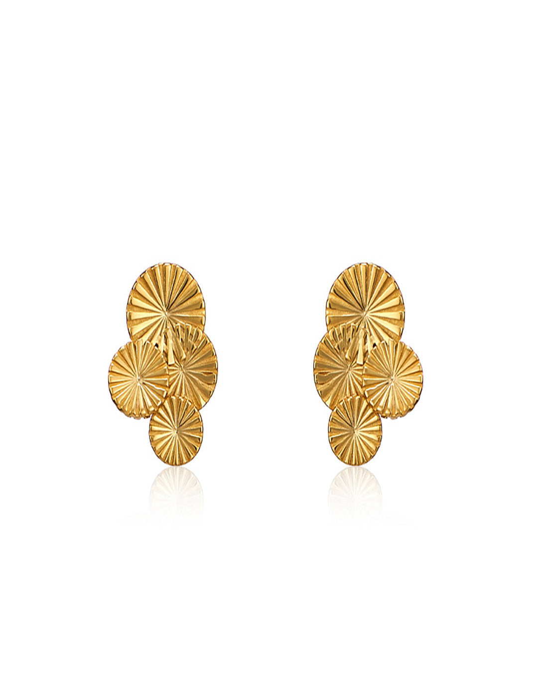 Chinese Style Pine Cone Earrings - Textured Wrinkled Stacking Studs