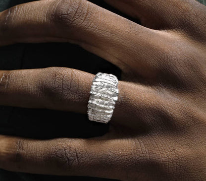 Crowned Ice S925 Wave Texture Adjustable Ring