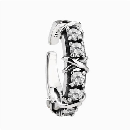 Crowned Ice Ring S925 Vintage Carved Zircon Ring – Cool & Minimalist Style for Men
