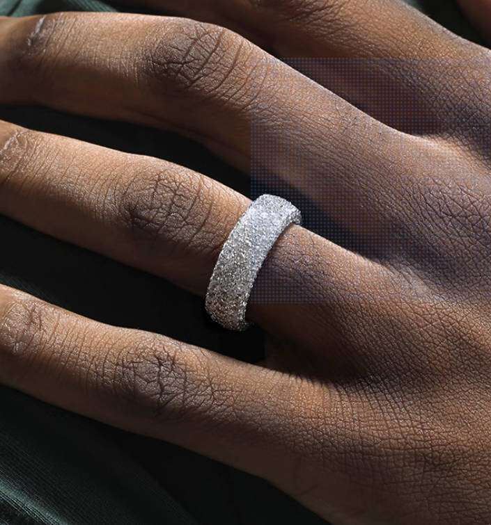 Crowned Ice Cluster Zircon Ring for Men – Trendy Micro Inlaid Statement Piece