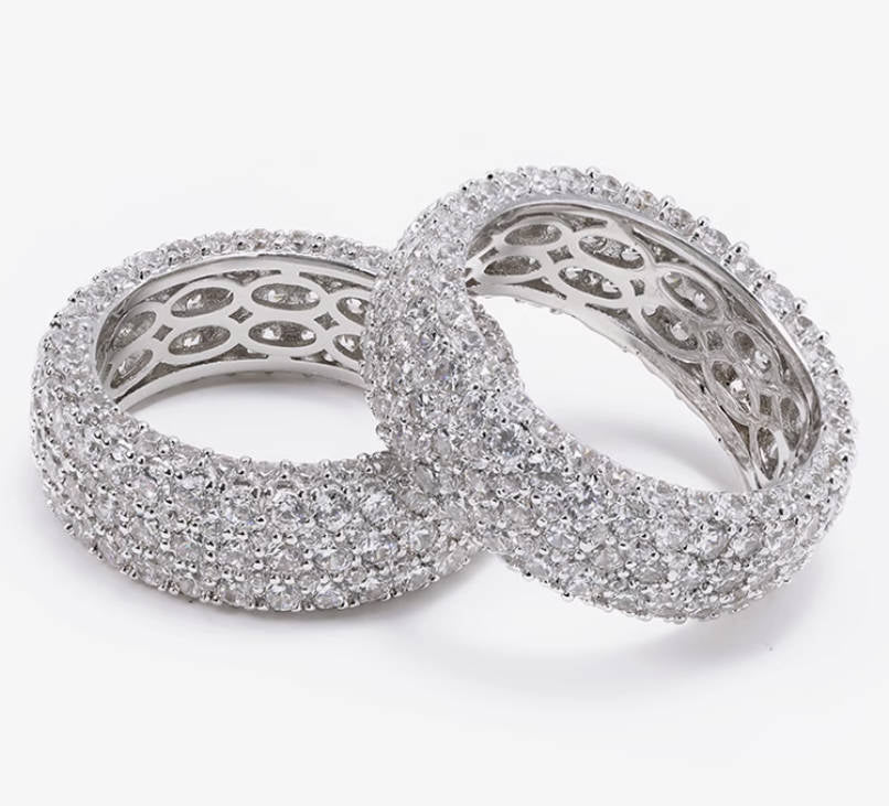 Crowned Ice Cluster Zircon Ring for Men – Trendy Micro Inlaid Statement Piece