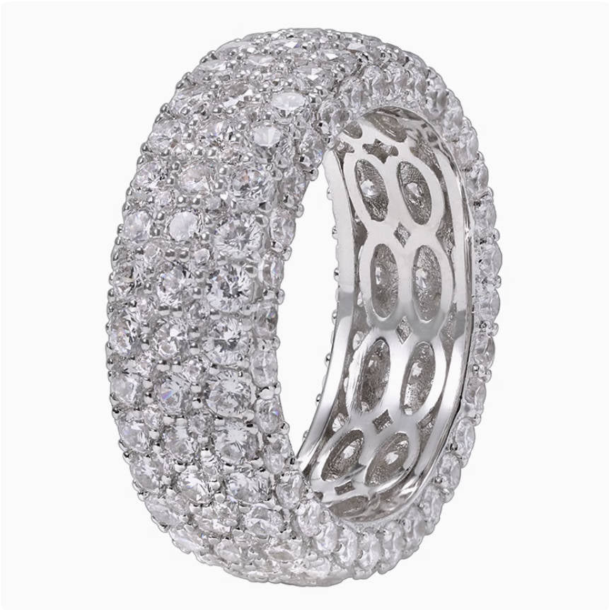 Crowned Ice Cluster Zircon Ring for Men – Trendy Micro Inlaid Statement Piece