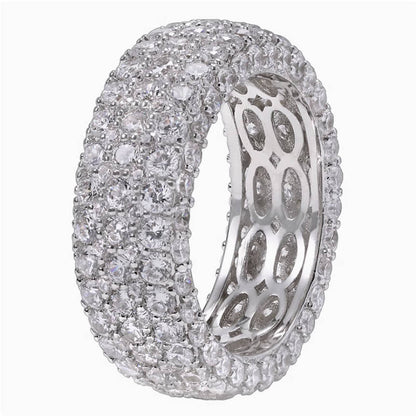 Crowned Ice Cluster Zircon Ring for Men – Trendy Micro Inlaid Statement Piece