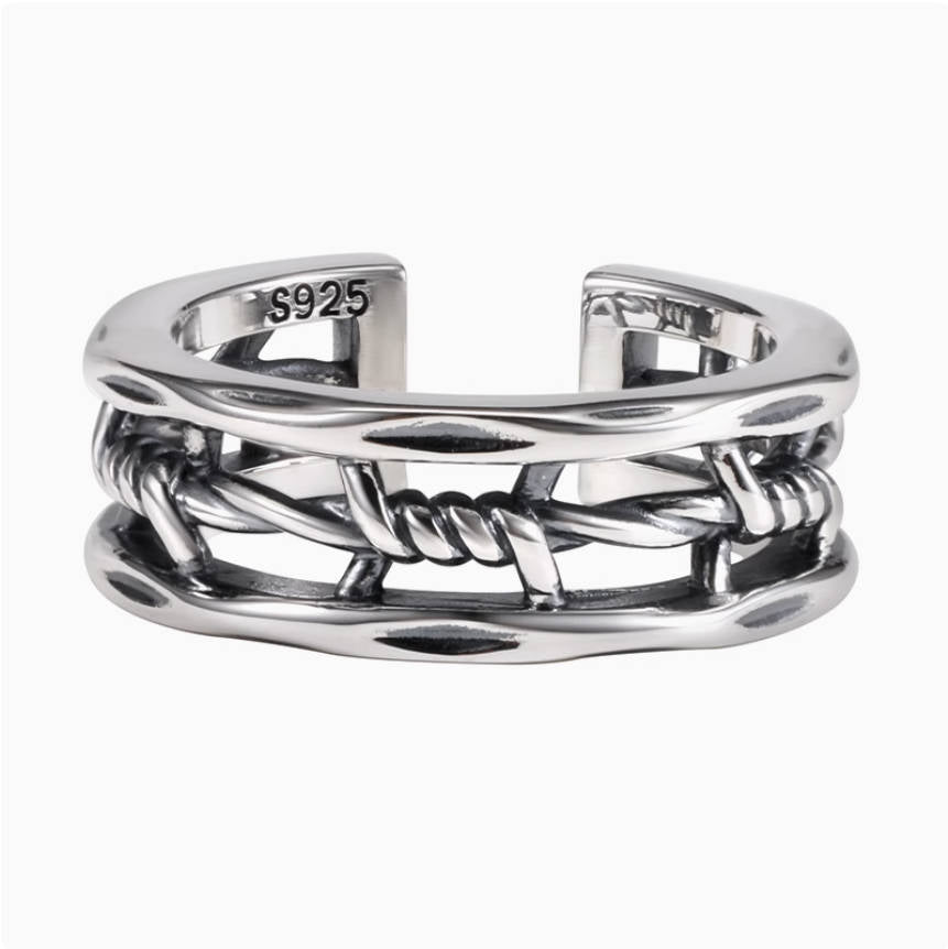 Crowned Ice S925 Retro Carved Floral Ring – Elegant European Style for Men & Women