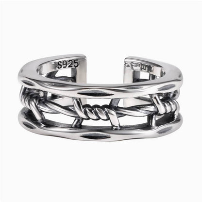 Crowned Ice S925 Retro Carved Floral Ring – Elegant European Style for Men & Women