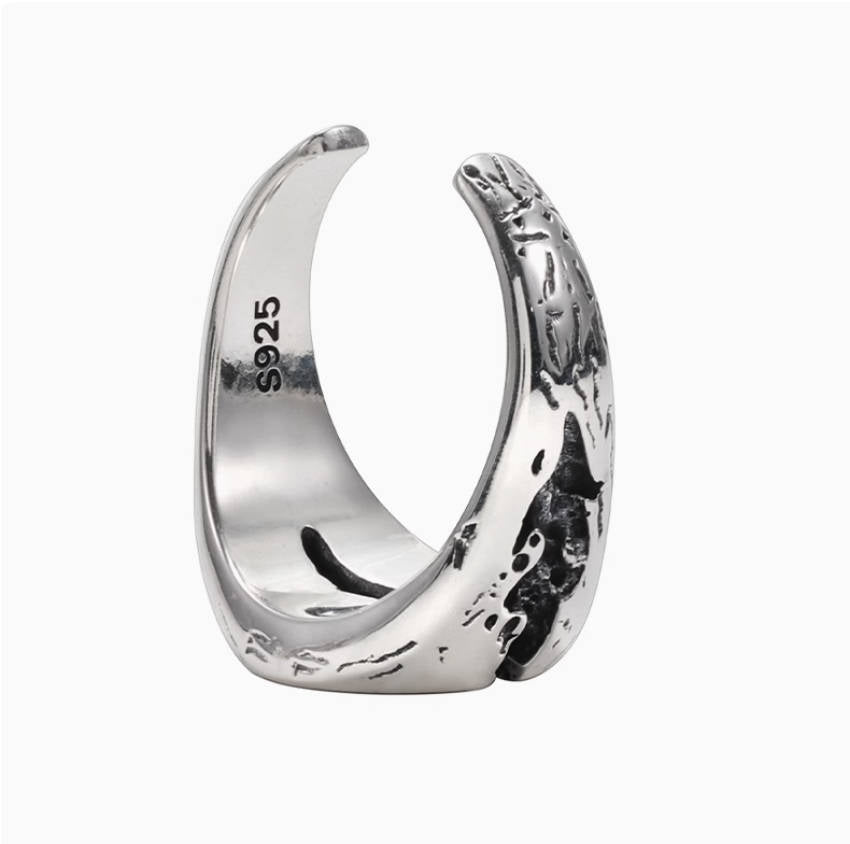 Crowned Ice 925S Silver Broken Pattern Ring – Irregular Design with Blue Zircon Charm