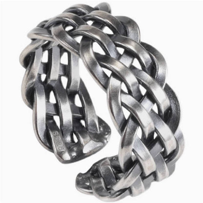 Crowned Ice S925 Silver Braided Ring – Elegant European Romance in Vintage Style