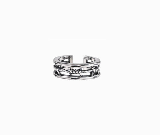 Crowned Ice S925 Retro Carved Floral Ring – Elegant European Style for Men & Women