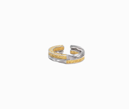 Crowned Ice Mixed Silver Grass Pattern Ring – Adjustable Artistic Statement Piece