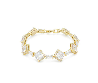 Crowned Ice 14mm Clustered Princess-Cut Tennis Bracelet