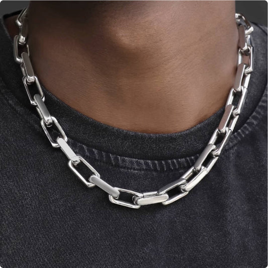 Crowned Ice Vintage Silver Cuban Chain Necklace – Rough Texture Chain for Couples