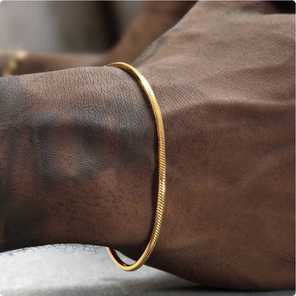 Crowned Ice 18K Gold-tone Plating Snake Chain Bracelet with Beads – Luxe Afro-Urban Bracelet