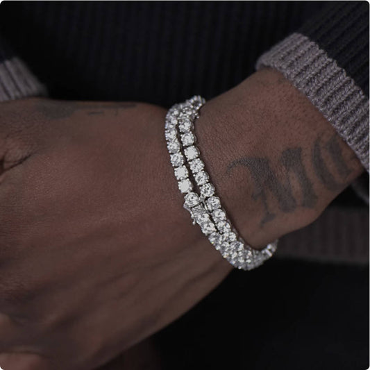 Crowned Ice S925 Silver Tennis Chain Bracelet – Secure-Fit Elegant Bracelet for Women