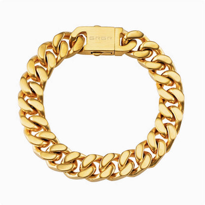Crowned Ice GR 18K Gold-tone Plating Cuban Bracelet – Heavy Vintage Chain for Men