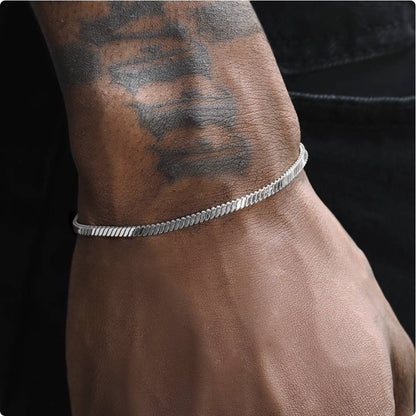 Crowned Ice GR Silver-Plated Snake Chain Bracelet with Beads – Minimalist Beaded Bangle