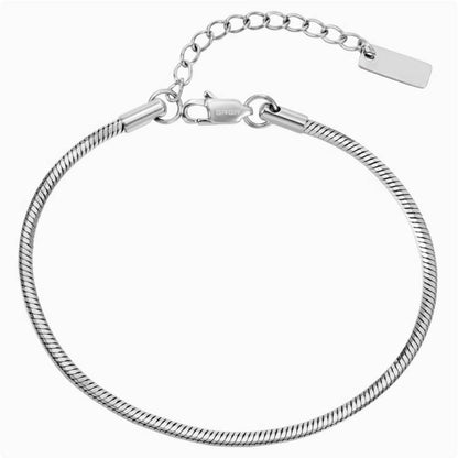 Crowned Ice GR Silver-Plated Snake Chain Bracelet with Beads – Minimalist Beaded Bangle