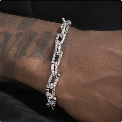 Crowned Ice S925 U-Shaped Adjustable Bracelet – Retro Open Bracelet