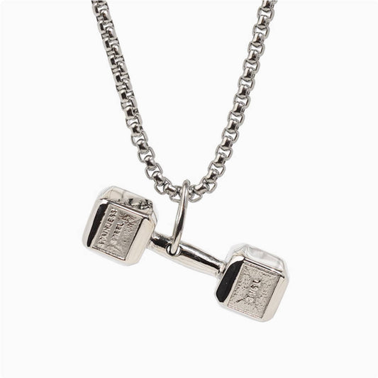 Crowned Ice Dumbbell Pendant Necklace – Athletic Streetwear Chain for Urban Athletes